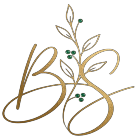 Monogramme Brin de Stef, un B et un S enlacés autour d'un brin d'olivier